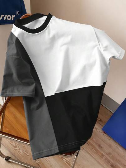 Manfinity Joysei 男士休闲撞色拼接T恤，夏季