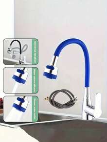 1PC 360° Swivel Kitchen Faucet Single Handle Cold Hot Water Mixer Tap Polished Finish Ceramic Valve Deck Mount For Modern Kitchen Bathroom - Multicolor - View 18