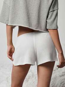 WESTFADE Quần short dệt kim kiểu dáng dễ thương, cạp trung bình, buộc dây phía trước. - trắng - Xem 8