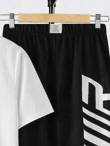 SHEIN Set de 2 sudaderas con cuello redondo con estampado de letras minimalista casual para adolescentes, adecuado para verano, deportes, correr, actividades al aire libre - Blanco - Ver 5