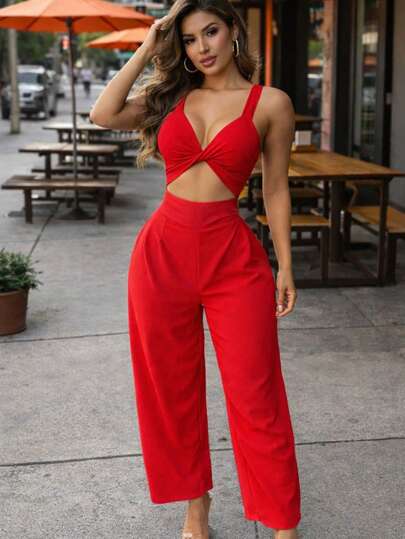 Enterizo Sey nudo mono ajustable fresco y ligero wide leg