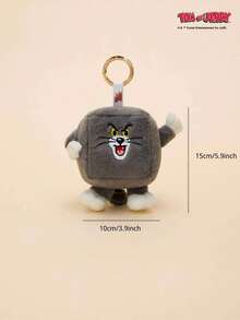 TOM & JERRY 1 buah Gantungan Kunci Bentuk Persegi Khusus POKOJA LAND, Hiasan Gantung Boneka Karakter Kartun, Boneka Hewan Lembut Non-Plush untuk Ransel, Dompet, Hadiah Unik untuk Penggemar di Hari Ulang Tahun atau Hari Jadi - Grey - View 4