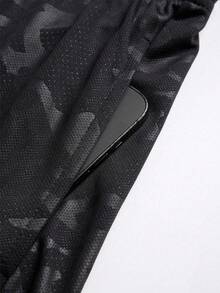 Sport MetroGents Men's Camouflage Bull Head Print Drawstring Waist Double Layer Sports Shorts, Gym - Black - View 4