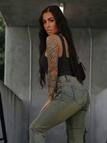 SAYEHFBABY 女款性感修身純色掛脖連身衣，夏季黑色 - 黑色 - 查看 2