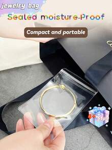 SHEIN 100 个 PVC 透明可重复密封珠宝袋，带拉链，抗氧化，防止失去光泽，用于存放耳环、项链、珠宝、小礼品、配饰派对礼品袋，透明拉链袋防氧化珠宝包装袋（珠宝）收纳盒 - 無色 - 查看 8