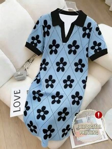 Resyla Floral Print Contrast Color Women's Mini Dress - Multicolor - View 3