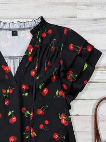 Linhara Plus-Size Women's Woven Casual Vacation Summer Shirt - Black - View 3