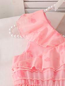 Glamorique Kids Đầm hoa dáng lệch vạt cho bé gái, phong cách Pháp ngọt ngào, mốt thời trang mùa hè mới cho tuổi teen. - Hồng - Xem 9