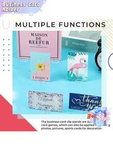 SHEIN 5/20/50 件名片夹桌面座位卡支架半透明卡片道具透明纸微型底座塑料游戏支架用于游戏婚礼派对价格标签菜单标签照片备忘录情人节、情人节婚礼、生日 - 白色 - 查看 6