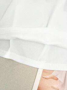 GlowEve CURVE Áo nữ cỡ lớn ôm sát, cổ tròn, tay phồng, họa tiết hoa, áo hoa dễ thương, áo kiểu nữ, áo thêu hoa, trang phục mùa hè cho nữ, áo tay ngắn cho nữ, áo nữ cho mùa hè - trắng - Xem 8