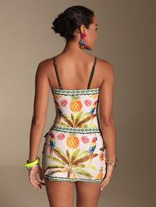 Swim Oasis Bộ đồ bơi liền thân in hình cây dừa nhiệt đới màu xanh dương và trắng dành cho nữ, kiểu dáng thanh lịch, thoải mái, thích hợp cho kỳ nghỉ biển. - Nhiều màu - Xem 10