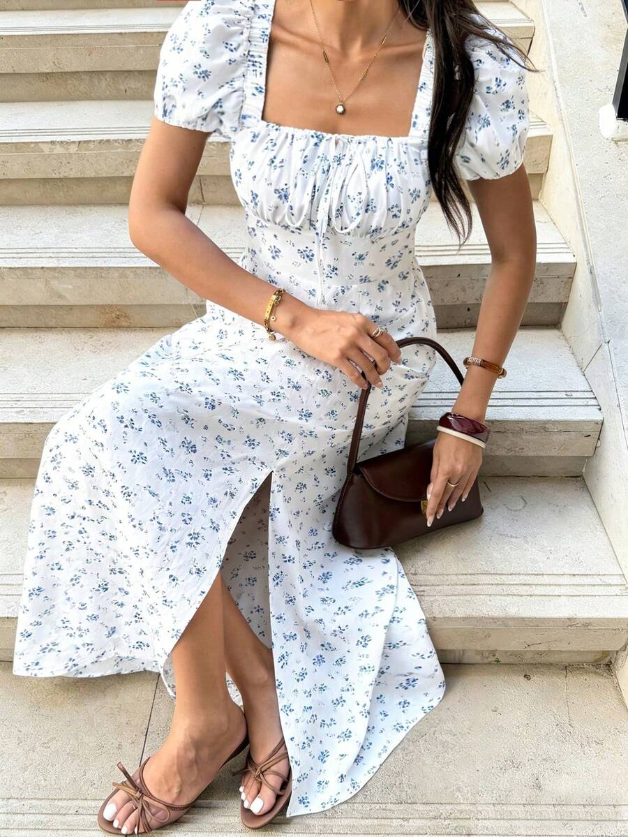 Chiquease Đầm INS tay phồng kiểu cô hầu gái cho kỳ nghỉ hè.