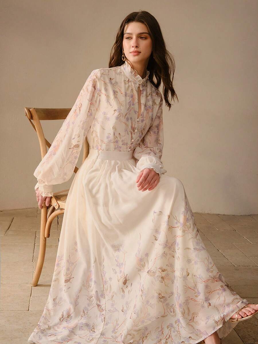 MOTF PREMIUM 女士优雅浪漫淑女风莱赛尔纤维半身裙，春夏款 - 杏色 - 查看 1