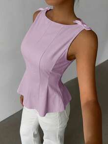 Aloruh Áo kiểu không tay thanh lịch, tối giản dành cho nữ, thích hợp mặc đi làm. - Màu Lilac Tím - Xem 7