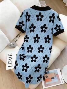 Resyla Floral Print Contrast Color Women's Mini Dress - Multicolor - View 2