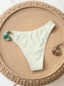 SHEIN Swim Chicsea Áo tắm một mảnh gợi cảm, thời trang, thiết kế phụ kiện hợp xu hướng, màu trơn, bán chạy nhất dành cho bãi biển. - trắng - Xem 7