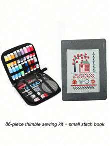 1 pieza Libro de patrones de bordado con 86 piezas de hilo y aguja - Kit de costura DIY para principiantes, hobby artesanal, suministros de costura y herramientas de bordado, regalo - Multicolor - Ver 13