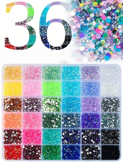 36 colores 3mm diamantes de resina planos para pintura de diamantes, suministros de manualidades DIY para decoración del hogar, gemas brillantes para hacer tarjetas, scrapbooking, relleno de jarrones, regalos de (accesorios no incluidos)