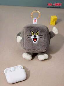 TOM & JERRY 1 buah Gantungan Kunci Bentuk Persegi Khusus POKOJA LAND, Hiasan Gantung Boneka Karakter Kartun, Boneka Hewan Lembut Non-Plush untuk Ransel, Dompet, Hadiah Unik untuk Penggemar di Hari Ulang Tahun atau Hari Jadi - Grey - View 3