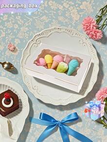 SHEIN 20PCS/10PCS/1PC Window Cake Box Biscuit Box With Window Bread Box Cake Box Pretzel Box Suitable For Wedding Baby Shower Party Christmas - Multicolor - View 4