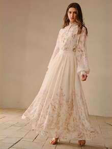 MOTF PREMIUM 女士优雅浪漫淑女风莱赛尔纤维半身裙，春夏款 - 杏色 - 查看 3