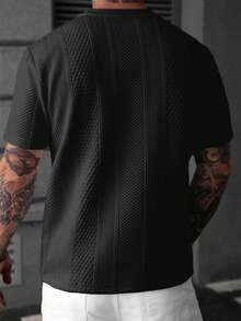 EGENSIO Camiseta de manga corta de cuello redondo casual para uso diario para hombres - Negro - Ver 2