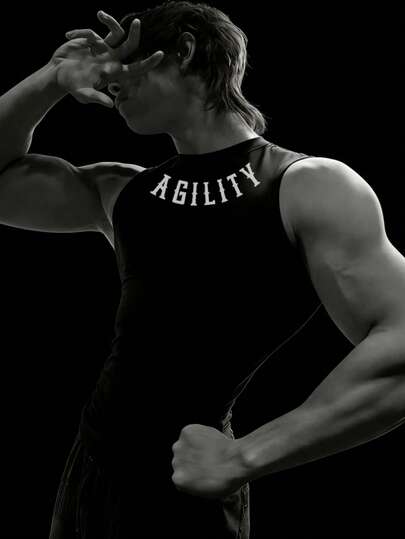 RISE LYT Men's Letter Print Casual Fitness Sports Tank Top