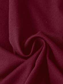 SHEIN CURVE+ 大码休闲简约V领宽松针织T恤裙 - 酒紅色 - 查看 5