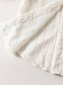 SHEIN Genkimix Kids Áo sơ mi dài tay thêu họa tiết mới năm 2025 dành cho bé gái, kiểu dáng thường ngày cho mùa thu. - trắng - Xem 6