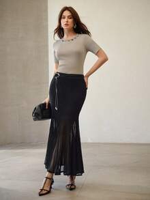 MOTF PREMIUM ÁO LEN DÁNG ÔM CAO CẤP ĐÍNH ĐÁ RHINESTONE - Xám - Xem 5