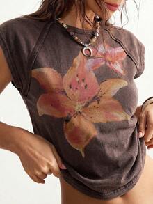 Bohemela Women's Casual Solid Color Knit Short Sleeve Fitted Washed T-Shirt,Summer Top - Coffee Brown - View 6