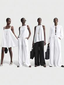 Ontre 2026春夏音乐节、演唱会、乡村音乐节、女士演唱会、2025新款，舒适休闲亚麻侧边蝴蝶结设计无袖圆领背心，适合春夏日常穿着，海滩度假波西米亚风，夏季ins风同款度假异域风情乡村音乐会西部风，高品质舒适面料 - 白色 - 查看 6