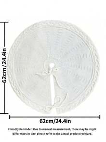 [1 Pack] Knitted Tree Skirt, Cream White Creates Festive Atmosphere, Thickened Non-Slip Base Decoration, Party Decoration - White - View 6