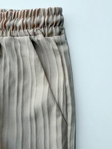 Surfspeed Bộ đồ đi biển dành cho nam giới, gồm áo sơ mi ngắn tay màu trơn cài một hàng khuy và quần short cạp chun có dây rút. - Màu Khaki - Xem 8