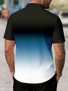 Manfinity Dauomo Hàng mới về mùa hè, Áo sơ mi nam dáng regular, họa tiết ombre xanh dương cá tính, kiểu dáng thanh lịch, phù hợp đi làm và công sở. - Nhiều màu - Xem 2