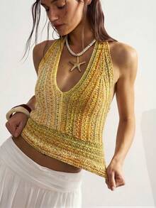 Bohemela 女士系领性感百搭针织衫，适合约会和外出穿着 - 彩色 - 查看 4