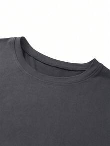 New Women's Fall-Winter T-Shirt, Short Sleeve With Round Neck, Ideal As A Basic Garment. With Loose Design And Modern Print, Made Of High Quality Pure Cotton, It Offers Comfort And A Pleasant Feeling In Your Daily Life. - 深灰色 - 查看 4