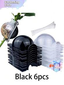 6件/12件/18件可重复使用植物生根装置，空气压条盒，植物生根种植箱，高压繁殖球嫁接装置植物根控制器花园植物生根箱，（黑色/白色），2英寸 - 彩色 - 查看 9