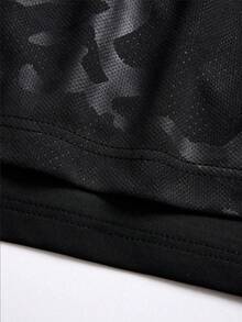 Sport MetroGents Men's Camouflage Bull Head Print Drawstring Waist Double Layer Sports Shorts, Gym - Black - View 5