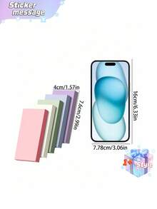 5pcs Colorful Rectangular Solid Sticky Notes - Multicolor - View 2