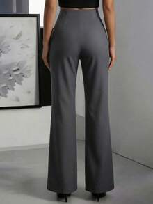 Pantalon de vestir  pinza acampanado - Gris - Ver 2
