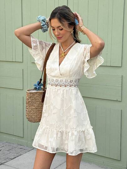 Serisse Women's V-Neck Ruched Fashion Date Night Party Mini Dress