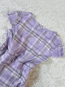 Glimmora V领短袖修身女式上衣 - 紫色 - 查看 3