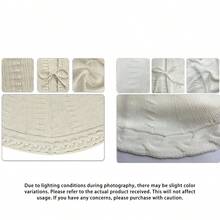 [1 Pack] Knitted Tree Skirt, Cream White Creates Festive Atmosphere, Thickened Non-Slip Base Decoration, Party Decoration - White - View 7