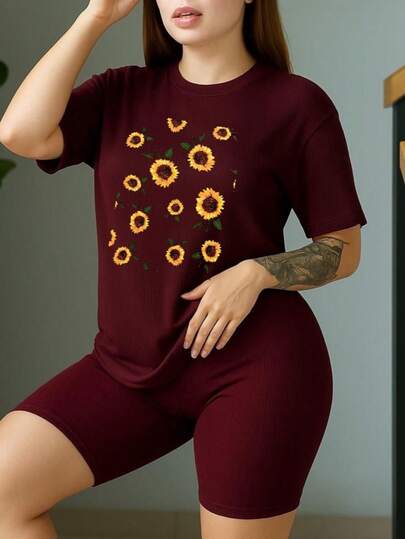 Set Mujer Playera y Short Ajustado, Conjunto Casual Deportivo Ideal para Verano y Fitness