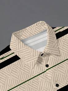 Manfinity RSRT Bộ đồ nam gồm áo sơ mi ngắn tay cài cúc họa tiết kẻ sọc và quần short túi xéo, kiểu dáng thường ngày. - Nhiều màu - Xem 3