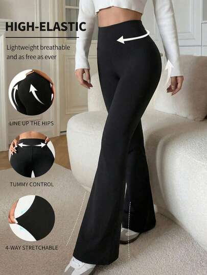 Pantalones de yoga acampanados de talle alto para mujer, pijamas mujeres, conjuntos de mujer, pantalones elásticos que levantan glúteos y adelgazan las piernas, ideales para deporte y uso diario