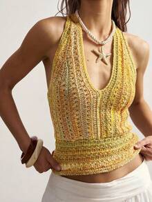 Bohemela 女士系领性感百搭针织衫，适合约会和外出穿着 - 彩色 - 查看 8