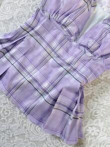 Glimmora V领短袖修身女式上衣 - 紫色 - 查看 4