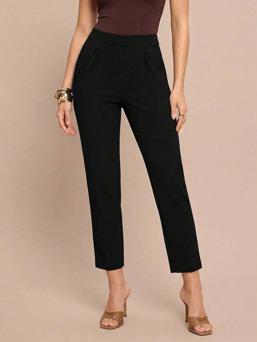 Olia Maree Olia Maree Women's Casual Solid Color All-Match Pocket Pants - Black - View 1